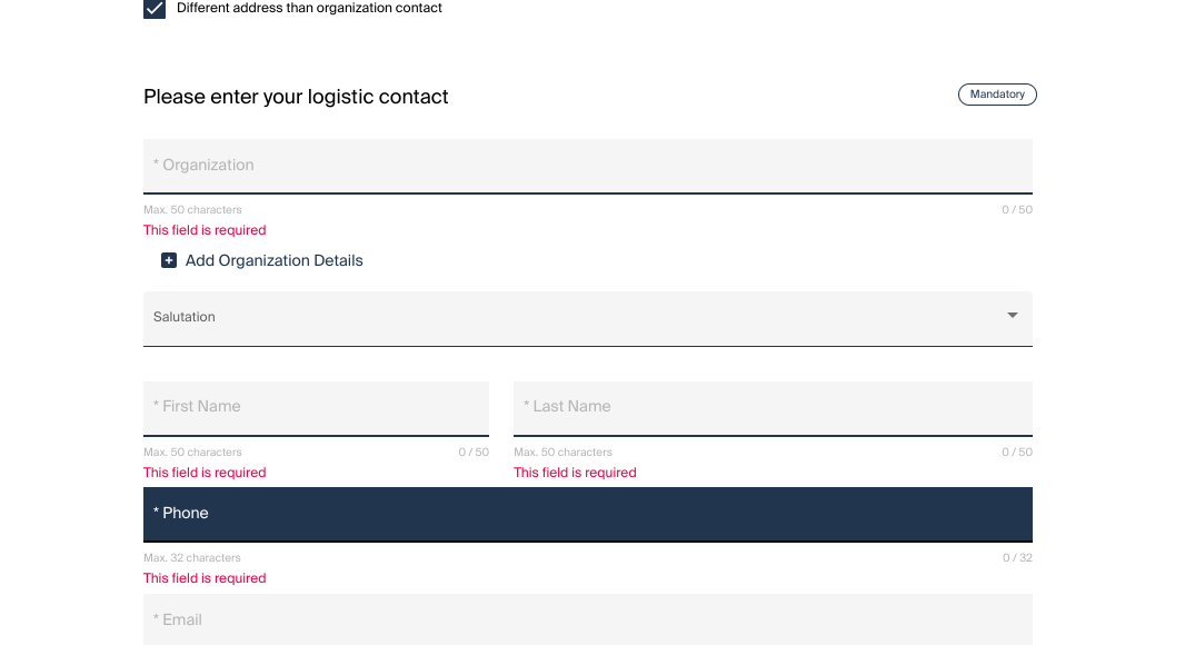 Complex submission form with validation