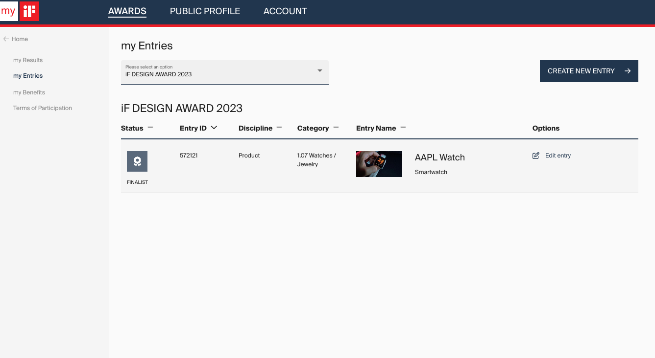 Overview of submitted projects in the web portal